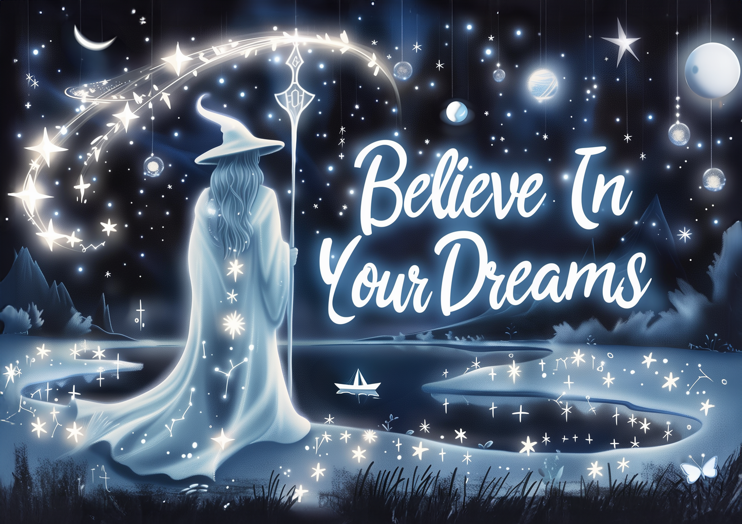 "Believe in Your Dreams" - Glow in the Dark Poster Print - A2 - 16.5x23.2" / 42x59.4cm